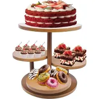 Famanu Cupcake-Ständer 4 Ebenen, runder Holzständer für 50 Cupcakes - Vintage