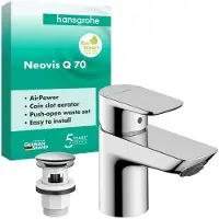Hansgrohe Neovis Q Einhebel-Waschtischmischer 70, mit Push-Open Ablaufgarnitur, chrom, 71346000