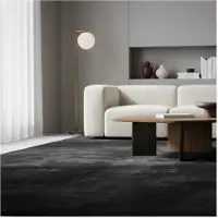 KADIMA DESIGN Kurzflorteppich Waschbar ISAR, einfarbig, aus Polyester, Schwarz, 80 x 250 cm