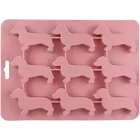 Jojomino Silikon-Eiswürfelform in Dackel-Welpenform für Schokoladenkekse, DIY-Eiswürfelschale, Küchenutensilien, Silikonform, Rosa