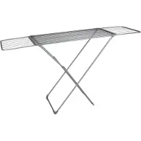 Relaxdays Wäscheständer ausziehbar, klappbar, Metall, 18 m Trockenlänge, Standtrockner HBT: 96 x 108-177 x 55 cm, grau