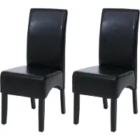 MCW 2er-Set Esszimmerstuhl Küchenstuhl Stuhl Crotone, LEDER schwarz, dunkle Beine