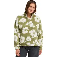 Roxy Fleecepullover "Jive Talking Bonded", Damen, Gr. M, grün (oil grün hippy bico), Obermaterial: 100% Polyester., Sweatshirts Fleecepullover