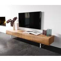 DELIFE Lowboard New Live-Edge 200 cm Akazie Natur 4 Türen Acrylfuß