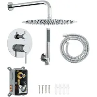 vidaXL Verdecktes Duschsystem (Rund) Silber Edelstahl 201
