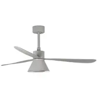 Faro LED-Deckenventilator Amelia Cone L, grau, DC, leise, 132 cm dimmbar, alu / grau / zink, für Wohn- / Esszimmer, Kunststoff, Modern