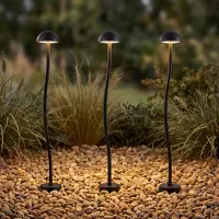 LINDBY LED-Erdspießleuchte Soremi, schwarz, 3er-Set, IP44 Soremi, schwarz, Aluminium, Modern