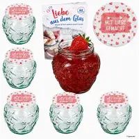 MamboCat 6er Set Frutta Vaso Marmeladenglas 580ml Mit Liebe gemacht Deckel TO82 Heft