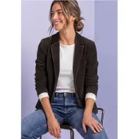 Street One Cordblazer mit Reverskragen und Knopfverschluss in Black Coffee | Gr.: 40
