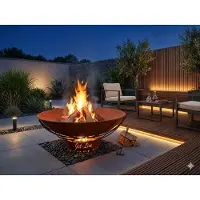 Jet-Line Feuerschale Doha in Rostoptik 62 cm Garten Grill Outdoor Feuerstelle Feuerkorb