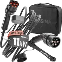 Absina Elektroauto-Ladekabel Mode 3, IP65, 5 m, Typ 2 zu Typ 2, 3-phasig, 16 A, 11 kW