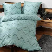 Janine Mako-Satin Bettwäsche J.D. 87118 155x220 cm + 80x80 cm salbeigrün