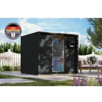 Karibu 68 mm Saunahaus Luna schwarz inkl. 9kW Saunaofen integr. Strg.