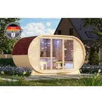 Karibu 38 mm Fasssauna Navla XXL inkl. Saunaofen 9kW Bio