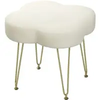 OKWISH Polsterhocker Polyester Cremeweiß mit Stahlbeinen, Kleeblattform, weich gepolstert