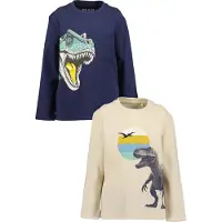 Blue Seven Langarmshirt "Jungen 2er Pack Langarmshirts", Jungen, Gr. 122, blau (m001, multipack 1), 100% Baumwolle, normal, Rundhals, Shirts Langarmshirt