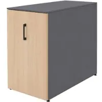 Mendler Aktenschrank HWC-Q27, Büroschrank Stahlschrank, Stützrad Staufächer, Metall 74x43x80cm ~ dunkelgrau,