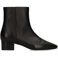 Manfield Schwarze Lederstiefeletten mit Absatz | Größe 40