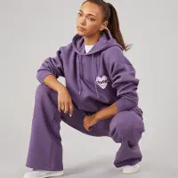 L'amore Couture Damen Brinas Hoodie Und Weites Bein Jogginghose Trainingsanzug Grape