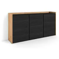 Skraut Home Sideboard, Highboard, 156x80x35 cm, 3 Türen, Wohnzimmer, Küche, Schwarz Eiche