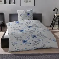 Hahn Bio Biber Bettwäsche Bergen blau 155x220 cm + 80x80 cm