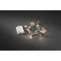 Konstsmide - LED Lichterkette, mit an/aus Schalter, Lichtsensor, 6h und 9h Timer, 80 warm weiße Dioden, batteriebetrieben, Außen (IP44), transparentes Kabel weiße Box, 2 x D 1.5V (exkl.); 3728-103