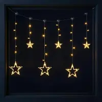 Spetebo LED Sternen Lichtervorhang warm weiß - 100 cm - Deko Lichterkette mit 63 LED für Innen