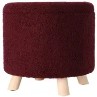 Wellhome - Aufbewahrungshocker aus 100 % Polyester, Ø 40 x 37 cm, 18 l, Farbe Burgund