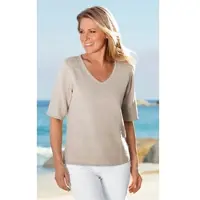 DW-Shop Leinen-Mix-Pullover in Melange natur in Größe 40/42 von , Natur, 40/42