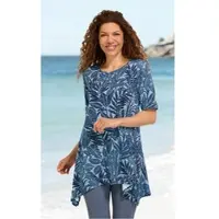 DW-Shop Viskose-Mix-Shirt in Druck blau in Größe 44/46 von , Blau, 44/46