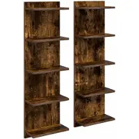 vidaXL Wandregal 2 stk. Raucheiche 30 x 15 x 100 cm Holzwerkstoff