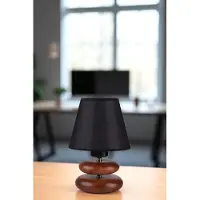 Opviq , Hochwertige Tischlampe (E27, 40W) Schwarz & Walnuss, IP20, 100 cm Kabel