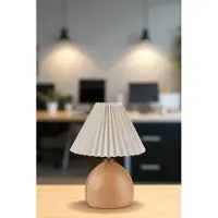 Opviq , Hochwertige Tischlampe, Holz, Ø8-23 cm, 32 cm hoch, Cream & Eiche