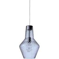 Zafferano Hängeleuchte, geblasenes Glas und Metall, ø 250x3180 mm, 1X E27 mit 70 Watt, IP20, graue Struktur, bläuliches Glas