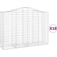 vidaXL Gabionen mit Hochbogen 18Stk. 200x50x140/160cm Verzinktes Eisen