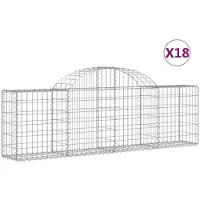 vidaXL Gabionen mit Hochbogen 18 Stk. 200x30x60/80 cm Verzinktes Eisen