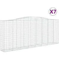 vidaXL Gabionen mit Hochbogen 7 Stk. 400x50x160/180cm Verzinktes Eisen