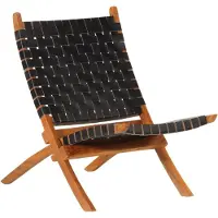 vidaXL Relaxstuhl Klappbar Schwarz Echtleder