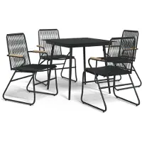 vidaXL 5-tlg. Garten-Essgruppe Schwarz PVC Rattan