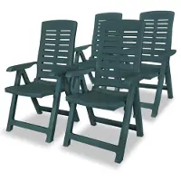 vidaXL Verstellbare Klappstühle, 4 Stück, Kunststoff, Grün