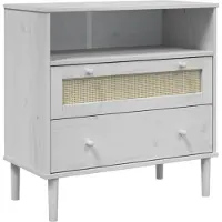 vidaXL Sideboard SENJA Rattan-Optik Weiß 80x40x80 cm Kiefernholz
