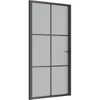 vidaXL Innentür 102,5x201,5 cm Schwarz Mattglas und Aluminium