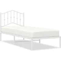 vidaXL Bettgestell mit Kopfteil Metall Weiß 90x190 cm
