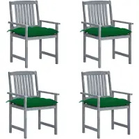 vidaXL Gartenstühle mit Kissen 4 Stk. Grau Massivholz Akazie