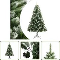 The Living Store Künstlicher Weihnachtsbaum Klappbar Beschneit 210 cm