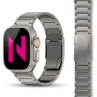 Nalia Argon Titan Armband für Apple Watch SE/10/9/8/7/6/5/4/3/2/1, Metall Ersatzarmband mit Faltschließe, 38/40/41/42mm - Titan Natur