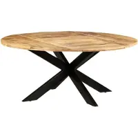vidaXL Esstisch Rund 175x75 cm Raues Mangoholz