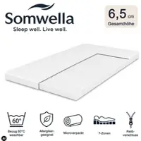 Crownmiller Somwella 7-Zonen-Wendetopper 100x200 cm weich, Höhe 7 cm, Bezug bis 60 °C waschbar, OEKO-TEX STANDARD 100
