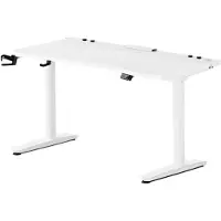Diablo Chairs Elektrisch Gaming Tisch Schreibtisch PC Computertisch Ergonomisch Carbon Kopfhörerhaken Getränkehalter weiß, 1400 x 700 mm