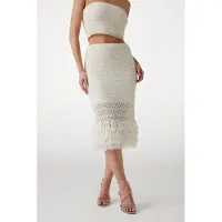 Guess Marciano GUESS Luca Fringed Hem Mid Dove White Größe: L | Midiröcke Outlet | Damen | Weiß